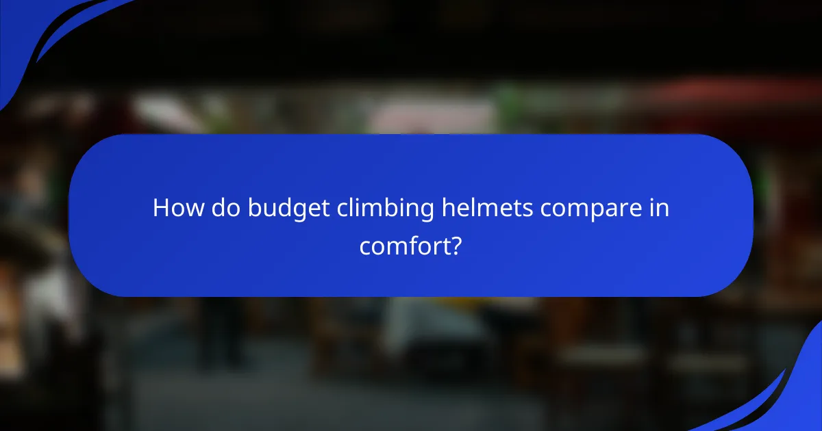 How do budget climbing helmets compare in comfort?