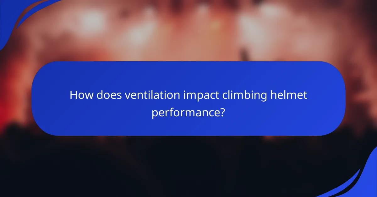 How does ventilation impact climbing helmet performance?
