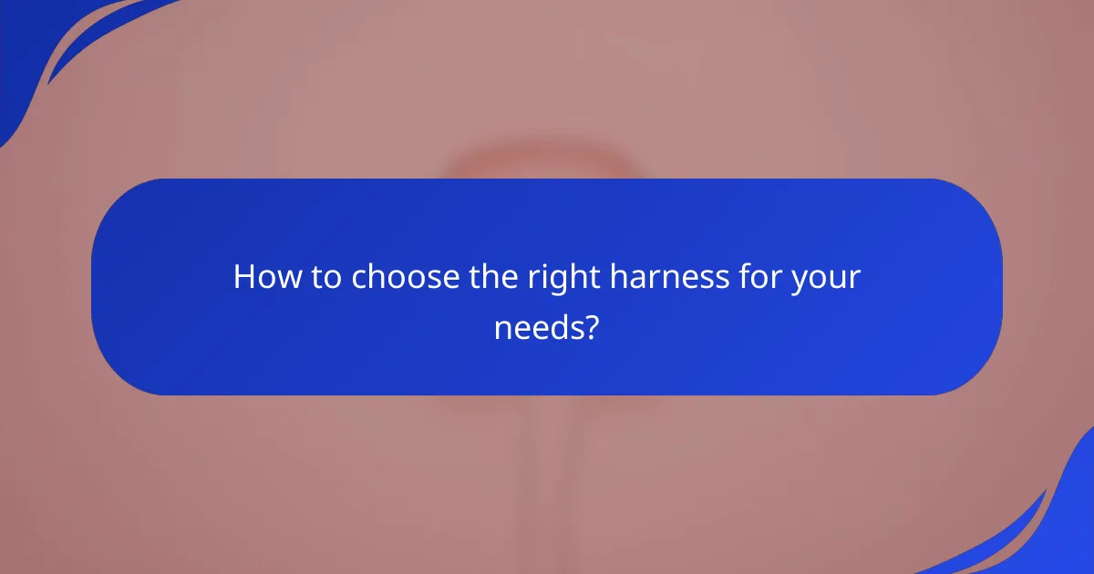 How to choose the right harness for your needs?