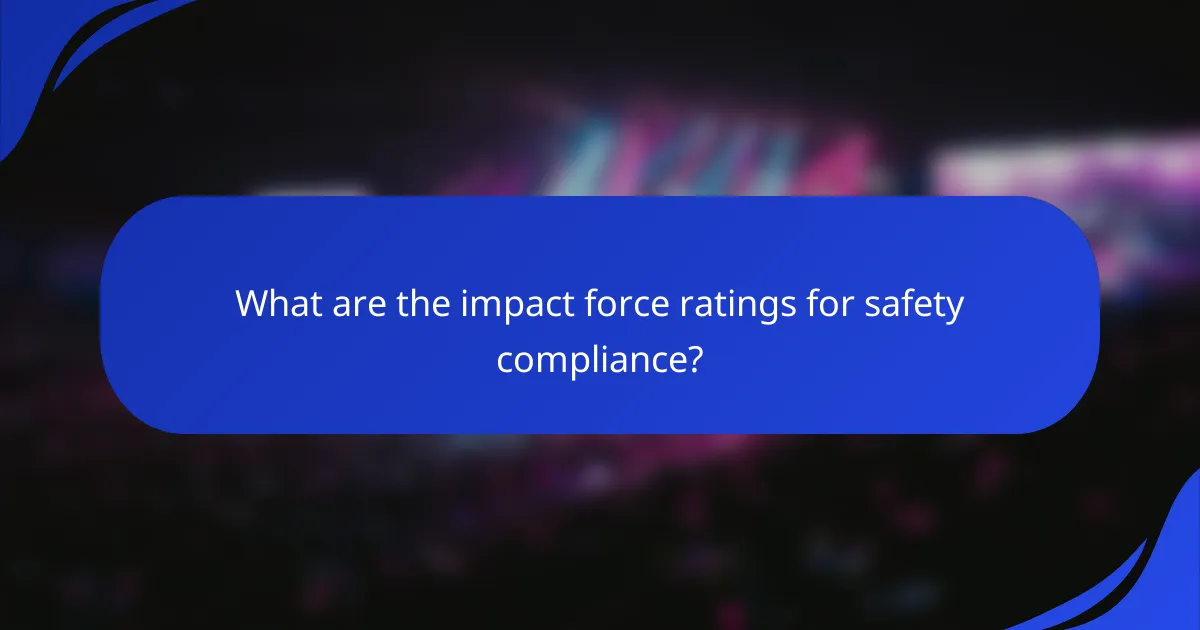 What are the impact force ratings for safety compliance?